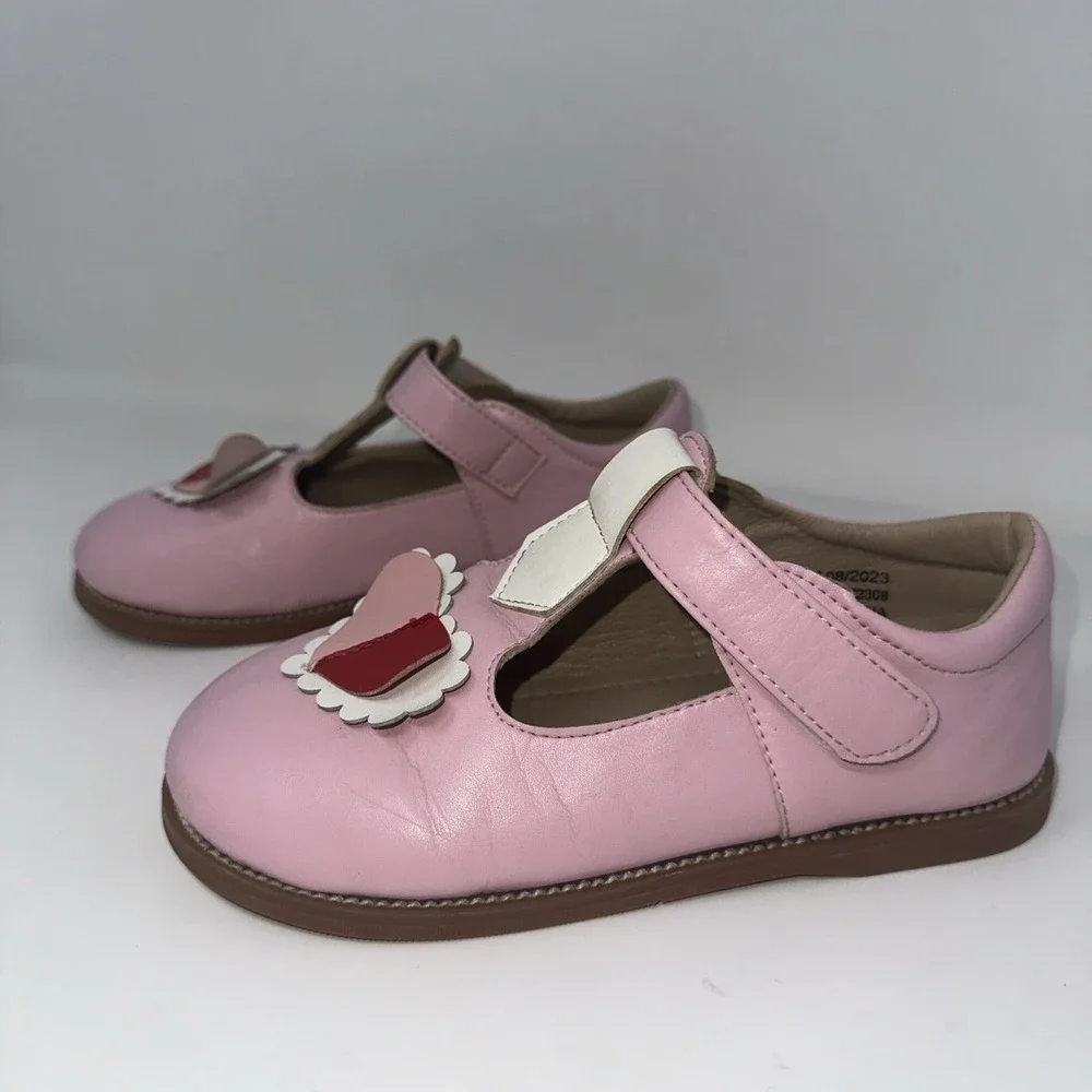 PLGELGTOXI Toddler Girls‎ Pink Leather Heart T-Strap Mary Jane Shoes - Size 12